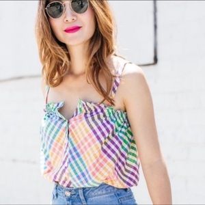 J Crew Rainbow Check Top